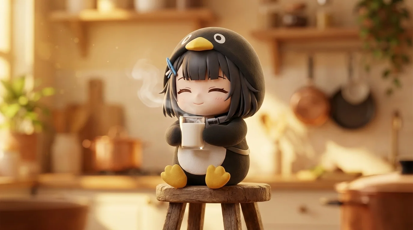 Gugu Gaga Penguin drinking milk - viral meme